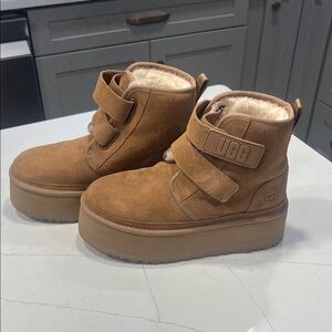 UGG Chestnut Suede Platform Boots